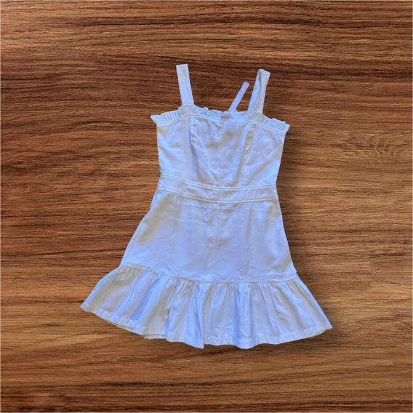 Dresses Women's White Sleeveless Ruffle Trim Square Neck  AQUA Dress Size S - Picture 1 of 16